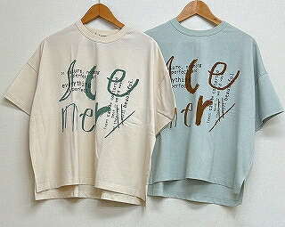 □盛夏【tumugu:/ツムグ】 【TC25225】コットンBD度詰め天竺 プリントTシャツ(F)トップス/Tシャツ/半袖/ロゴプリント/レディース