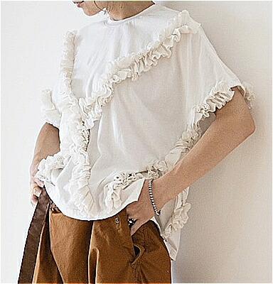 □2026春夏【MARET/マレ】【M236S73】天竺ホイップクリームTトップス/プルオーバー/半袖/フラウンス/レディース
