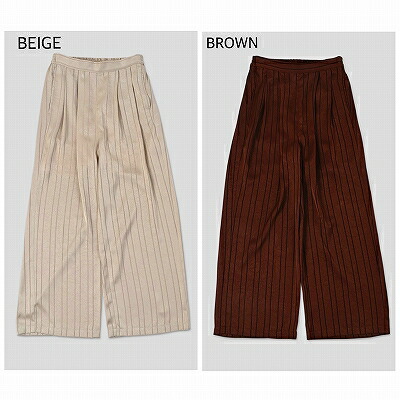 □春夏【WHYTO./白いこと】【WHT26HPT4072】stain tuck trouser[繻子 タック トラウザー]下つ方/ズボン下/縞模様/レディース