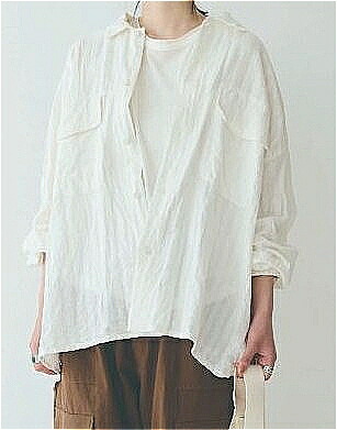 □春夏【LAITERIE/レイトリー】【LB26119】綿麻アキハストライプ シャツトップス/シャツ/長袖/レディース|Gum.Gum.