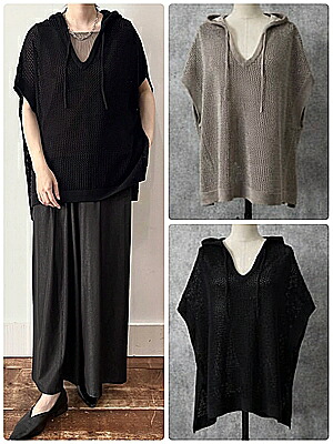 □春夏【siro de labonte/シロ デ ラボンテ】 【R613103】mesh foody vest[メッシュフーディベスト](M) ベスト/メッシュ/レディース