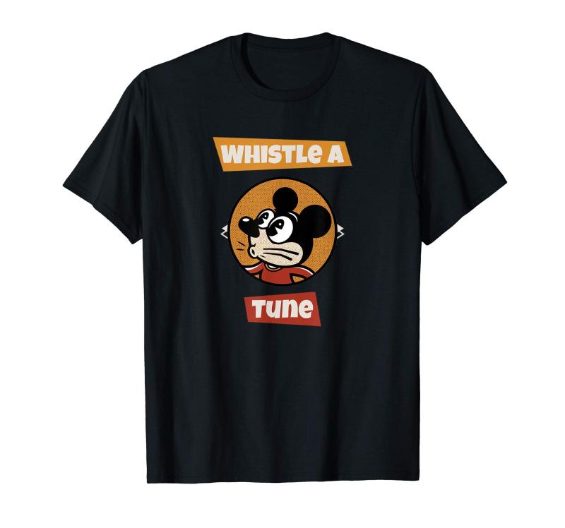 口笛を吹くヴィンテージ漫画マウスアニメーションレトロデザイン vintage retro cartoon mouse Tシャツ画像