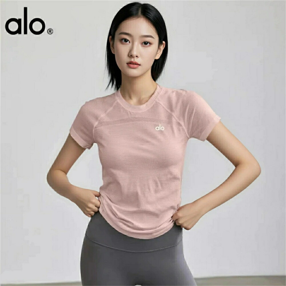 SALE【継続期間制限事項10%OFF】★ ALO Yoga ★半袖 tプルオーバー レディース プルオーバー レディース カットソー 成年者 透け押しとどめる役立つこと 半袖 綿織物 綿 無地 間借り人 背広 肌付き 白 Uのど首 シームレス 分かりやすい 執務室 リクルート 制服 ユニフォーム