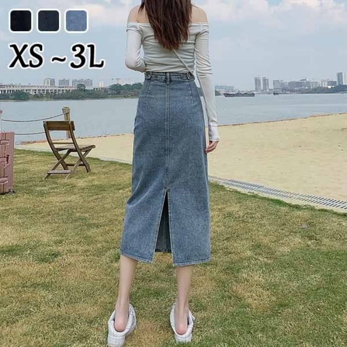 細長い切口入り口・入口 レデイース スコート ボトムス ジーンズスコート タイトスカート 夏 ロングスコート ごく小さい大いさ 惜しみ無い大いさ ロング丈 黒いこと 青色 薄墨色 心地よい 好いたらしい 艶っぽい 格好のいい ゴルフ-レディースウェア