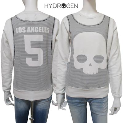 ハイドロゲン HYDROGEN レディース トップス インナー トレーナー スウェット セットインスリーブ タンクトップデザイン両面ロゴスウェット ホワイト/グレー 白/灰色 125002 FELPAGIROCOLLONBA BIANCO/ARGENTO 13S (R29400)【送料無料】【smtb-TK】｜ガッツ ブランドショップ