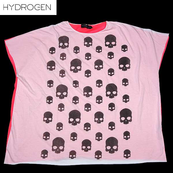 ハイドロゲン HYDROGEN レディース トップス インナー カットソー レイヤードカットソー Tシャツ 半袖Tシャツ スカルロゴ ホワイト/ピンク 121104 OVERSKULL BIANCO/FUCSIA 13S (R27300)【送料無料】【smtb-TK】|ガッツ ブランドショップ