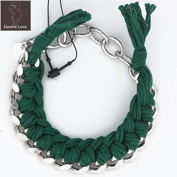 GEISHA LOVE ゲイシャ ラブ チェーン ブレスレット バングル SILVER/GREEN 13S (R9450) 7,466円