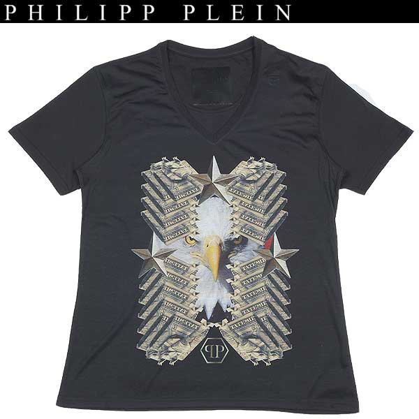 フィリッププレイン PHILIPP PLEIN メンズ トップス Tシャツ 半袖 ロゴ アメリカン国旗・フロントDOLLAR/イーグルロゴプリント付Tシャツ ブラック WP13 HM340010 02 13A (R40950)【送料無料】【smtb-TK】|ガッツ ブランドショップ