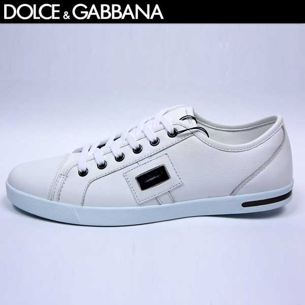 【楽天市場】ドルチェ＆ガッバーナ DOLCE&GABBANA メンズ ロゴ メタルプレート レザー スニーカー 靴 ホワイト 色違いも有り