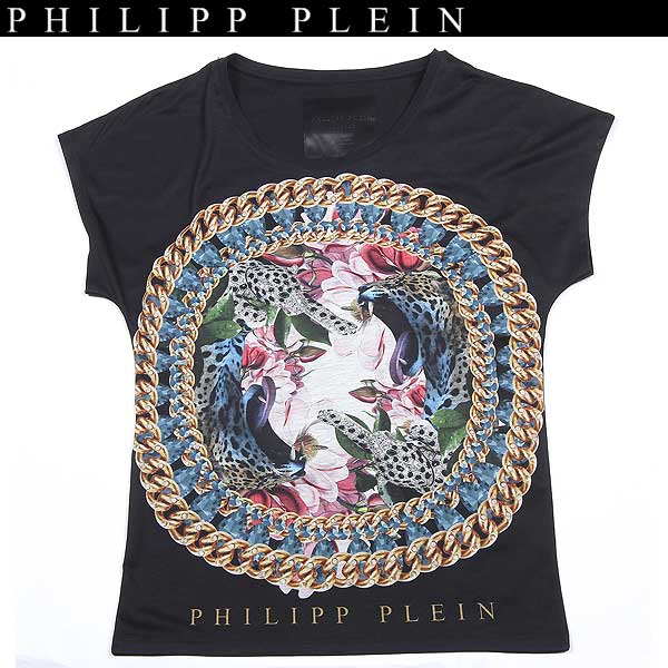 フィリッププレイン PHILIPP PLEIN レディース トップス Tシャツ 半袖 ロゴ ヒョウ/ボヘミアンプリント付Tシャツ ブラック WP13 CW340031 02 13A (R42800)【送料無料】【smtb-TK】｜ガッツ ブランドショップ