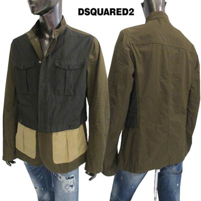 ディースクエアード DSQUARED2 メンズ アウター 上衣 出どころ切り替えし・マルチ衣嚢付サファリ上衣 カーキ S74BN0430 S41794 727 14S (R128000)【貨物輸送無料】【smtb-TK】