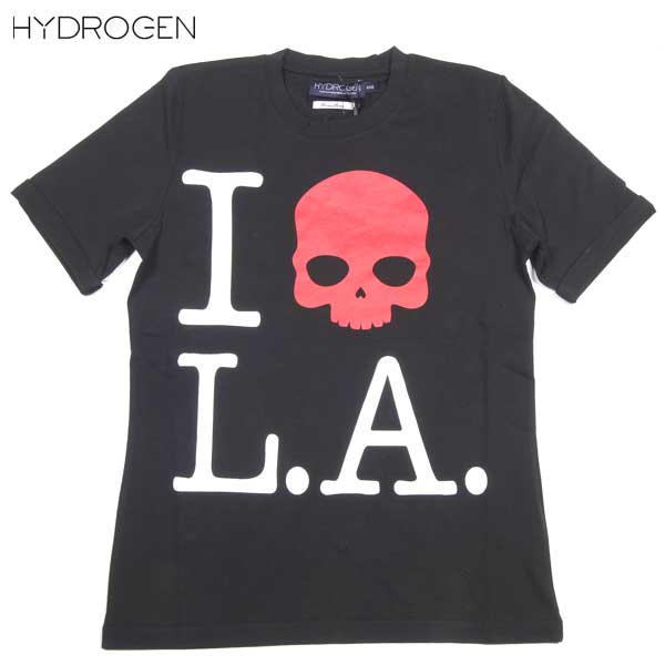 ハイドロゲン HYDROGEN メンズ トップス Tシャツ 半袖 ロゴ I LOVE NYモチーフ・I LOVE LAスカルロゴプリント付Tシャツ ブラック 140106 007 (R16800) 14S