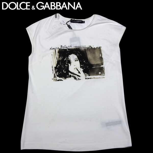 DOLCE&GABBANA レディース Tシャツ ロゴワッペン 半袖 M〜L相当 DOLCE&GABBANA レディース Tシャツ ロゴワッペン 半袖 M〜L相当