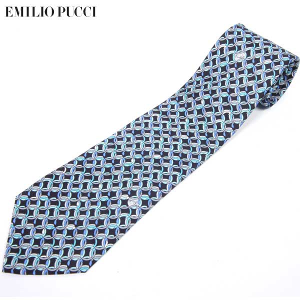 エミリオ プッチ Emilio Pucci メンズ 小物 ネクタイ プッチ柄 幾何学模様マルチプリントネクタイ ブルー 青 YA14S (R19440)【送料無料】【smtb-TK】 13,997円