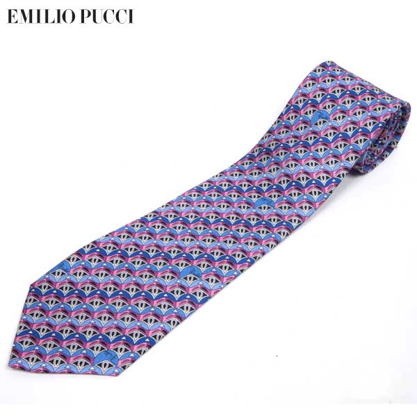 エミリオ プッチ Emilio Pucci メンズ 小物 タイ プッチ柄 幾何学学飾り付けマルチプリントネクタイ パープル 紫 PUCCI-TI-1 YA14S (R19440)【貨物輸送無料】【smtb-TK】 スーツ用ファッション小物-バッグ・小物・ブランド雑貨
