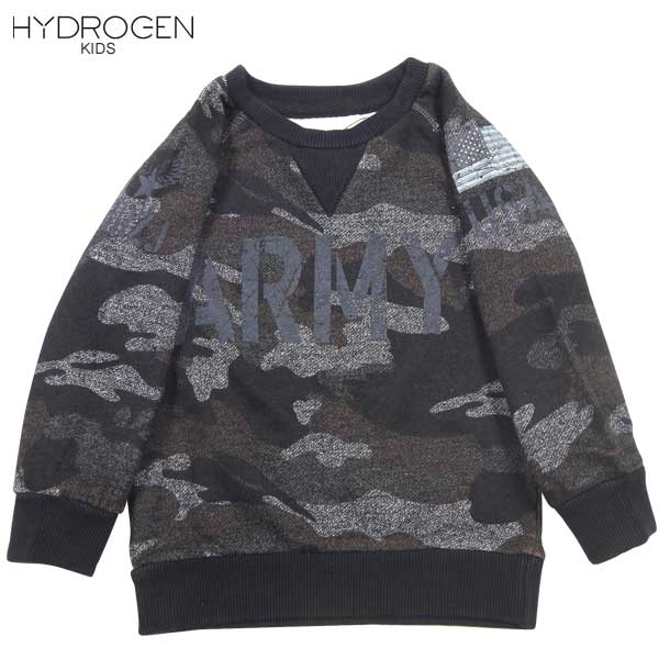 ハイドロ遺伝因子 HYDROGEN キッズ 赤ちゃん服 トップス 流汗 調教師 ガゼットV ミリタリーワッペンプリント ARMY刷り上げる化けの皮柄流汗 薄墨色化けの皮柄 15B020 035 DB14A (R17280)【貨物輸送無料】【smtb-TK】