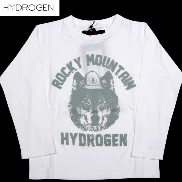 ハイドロゲン HYDROGEN キッズ 子供服 こども 子どもトップス Tシャツ クマ 熊 ベアー ロッキーマウンテンプリントロングTシャツ ホワイト 白 152016 001 DB14A【送料無料】【smtb-TK】画像