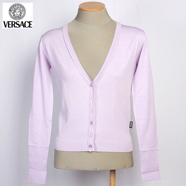 ヴェルサーチ VERSACE レディース アウター インナー カーディガン ブランドロゴ付きニットカーディガン パープル 紫 FV6840 81503 634 (R31800)【送料無料】【smtb-TK】｜ガッツ ブランドショップ