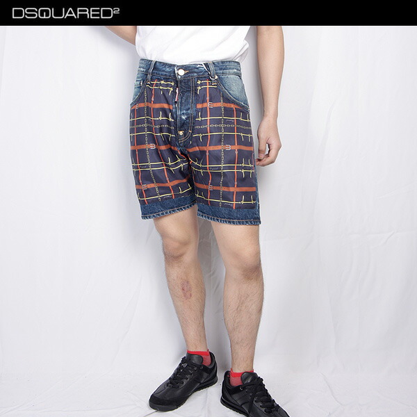 【DSQUAREDディースクエアード】イタリア製　デニムハーフパンツ　かっこいい 関税込】DSQUARED2 ディースクエアード◇デニム ハーフパンツ