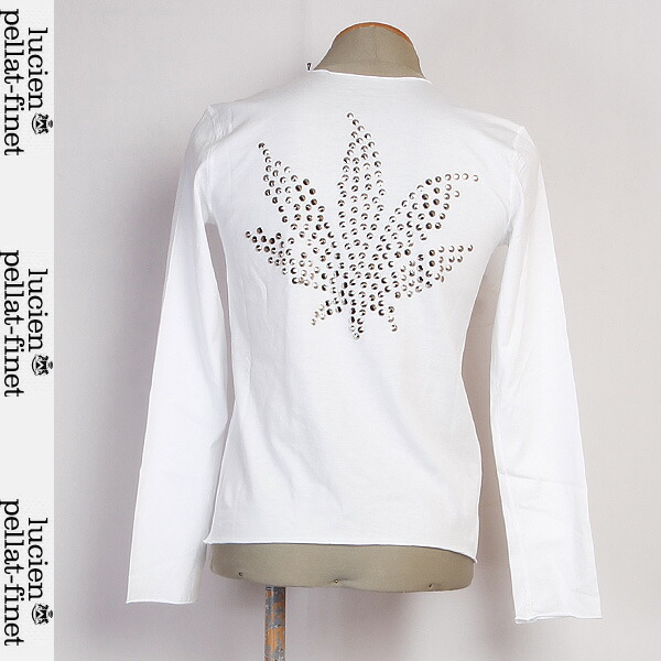 ＠ルシアンペラフィネ lucien pellat-finet レディース トップス ロンT 長袖 ロゴ バックスタッズヘンプロゴ付ロングTシャツ ホワイト EVF1068 12S (R102900)【送料無料】【smtb-TK】｜ガッツ ブランドショップ