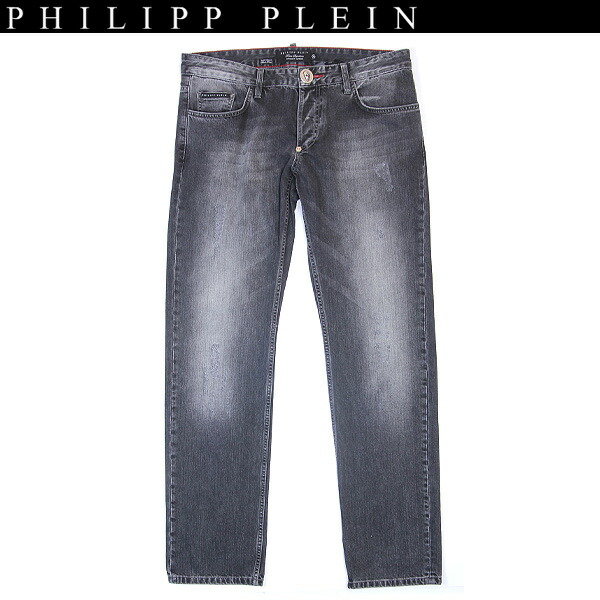 フィリッププレイン PHILIPP PLEIN メンズ パンツ ボトムス ロゴ クラッシュ加工・バックポケットスタッズ付きブラックデニム straight surpreme "full metal" PPH 13M5160 12A (R93800)【送料無料】【smtb-TK】｜ガッツ ブランドショップ