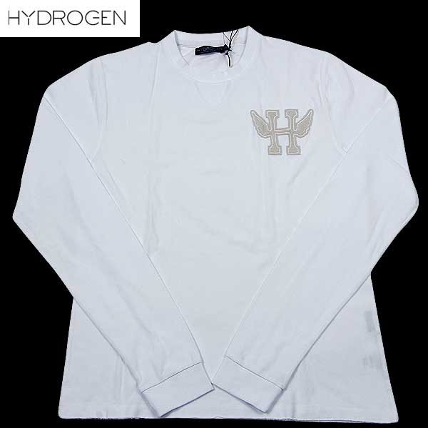 ハイドロゲン HYDROGEN メンズ トップス　ロンT　ウイングロゴ ガゼットネック ロング Tシャツ 長袖 ホワイト 110028 12A  (R18900)｜ガッツ ブランドショップ