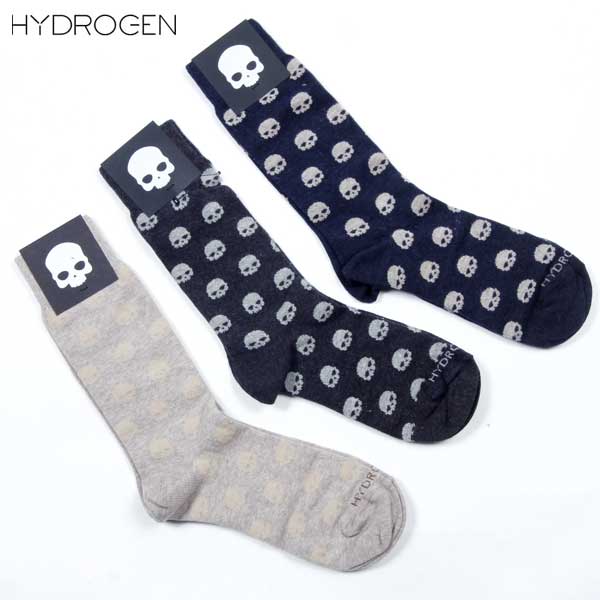 ハイドロ遺伝因子 HYDROGEN メンズ レディース 靴下 ソックス ボックス席 3足書き割り スカルロゴタイプ総柄 黒いこと/薄墨色/米国海軍 差し上げ物 おすすめ 差し上げ物 差し上げ物 ラッピング 差し上げ物 113115 (R14700)
