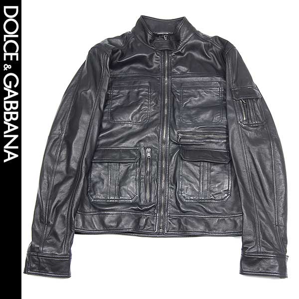 ドルチェ&ガッバーナ DOLCE&GABBANA メンズ アウター ジャケット レザージャケット ライダースジャケット スタンドカラー マルチポケット ラムレザー ブラック 黒 G9Q18L FULVC N0000 (R234000/R226800)【送料無料】【smtb-TK】|ガッツ ...