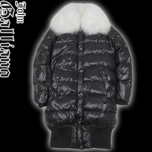 John Galliano ダウン ニュースペーパー/蝶柄　フォックスファー John Galliano ダウン ニュースペーパー/蝶柄 フォックスファー