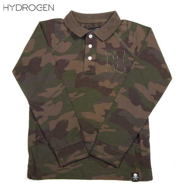 ハイドロゲン HYDROGEN キッズ Hロゴ 長袖 ポロシャツ 156034 397 DB14A