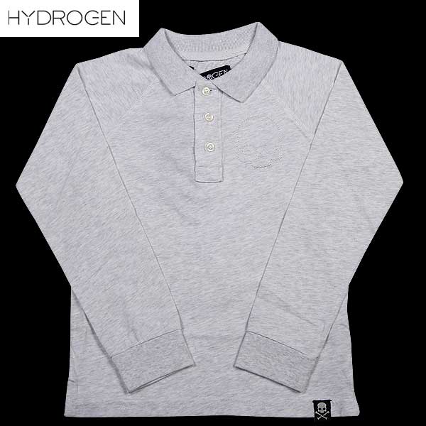 ハイドロゲン HYDROGEN メンズ トップス キッズ Tシャツ ロンＴ ポロシャツ スカルステッチ長袖ポロシャツ ライトグレー子ども 子供156016 015 (R13820) 14A