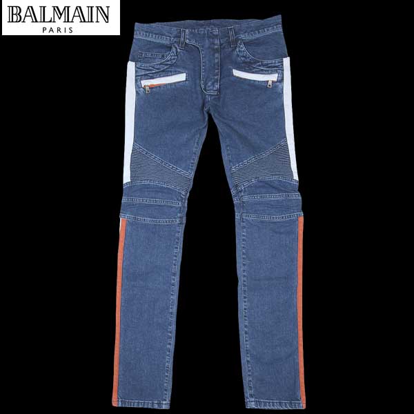 独創的 楽天市場 バルマン Balmain メンズ ボトムス デニムパンツ ジーンズ サイドレッド ホワイトライン ロゴ ジップポケット付きデニムパンツ ライダース バイカーズ ブルー 色違い ブラック あり S5ht551 C1t 155 15s R1600 送料無料 Smtb Tk