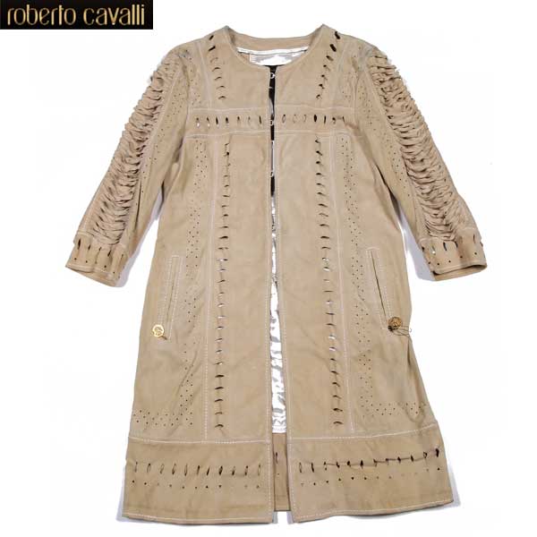 CLASS Roberto Cavalli ベージュ ロングダウンジャケット Class Roberto Cavalli ファー付 ダウンコート ベージュ - メルカリ