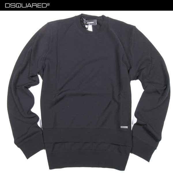ディースクエアード DSQUARED2 メンズ トップス 長袖 ニット 重ね着風デザイン・ブランドロゴプレート付きウールセーター ブラック S74HA0604 S14586 900 15A (R93240)【送料無料】【smtb-TK】|ガッツ ブランドショップ