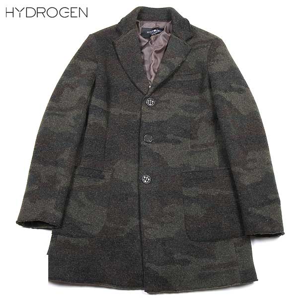 正規品]ハイドロゲン 青迷彩 ニットチェスターコート 48R [美品]