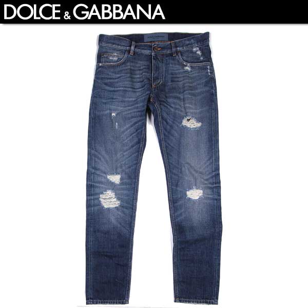 【楽天市場】ドルチェ＆ガッバーナ DOLCE&GABBANA ドルガバ メンズ パンツ ボトムス デニム クラッシュ加工 ・ベルトループ部分デザイン・サイドライン付テーパードクラッシュデニム G6AOLD G8Q54 S9001 15S  (R125000)【送料無料】【smtb-TK ...