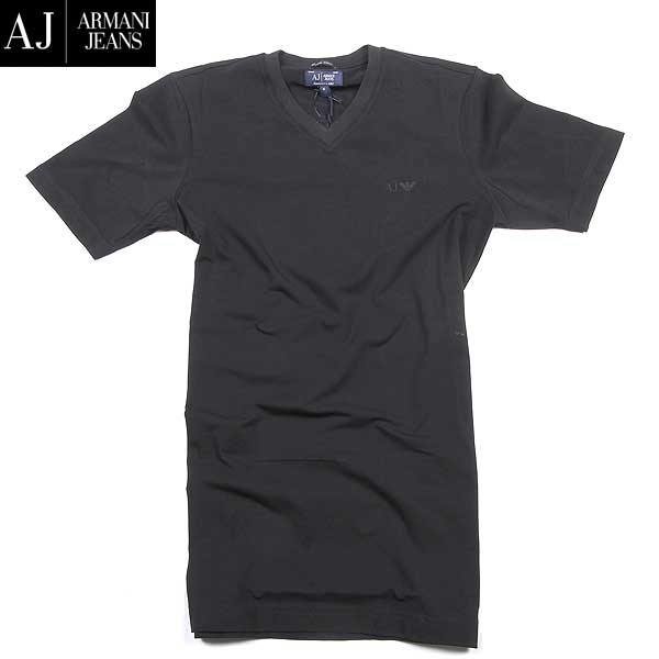 アルマーニジーンズ ARMANI JEANS メンズ トップス 半袖 Tシャツ ワンポイントイーグルロゴ入りVネックTシャツ ブラック 色違い(ホワイト)あり 06H29 DA 12 (R15120) 【送料無料】【smtb-TK】