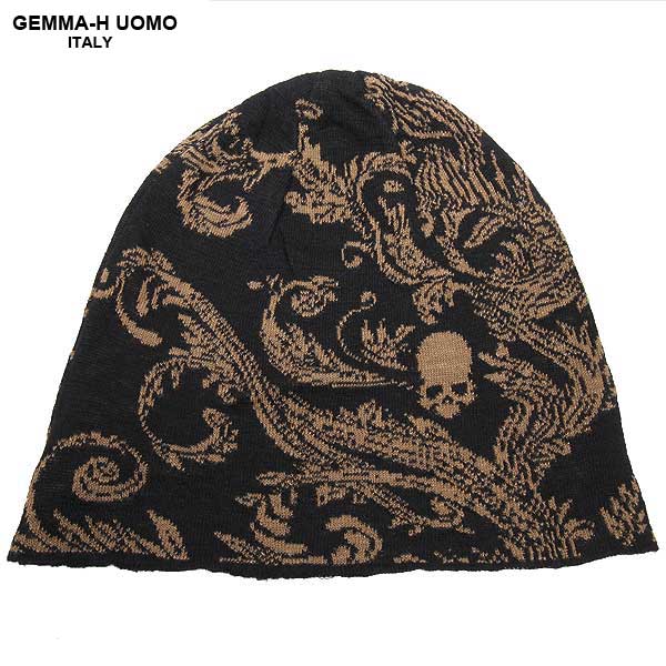 ジャンマ アッカ ウォモ GEMMA-HUOMO ニット帽子 ニットキャップ 麻 黒 ブラック リネン 蒸れにくい 涼しい素材 バロック（白有り） UTPL JQ16 CAP 1_BLACK 61S (R12800) 8,960円