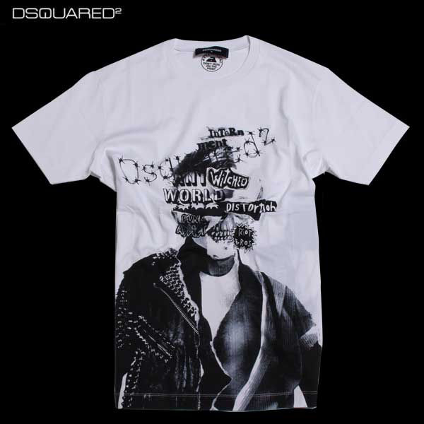 ディースクエアード DSQUARED2 メンズ トップス プルオーバー 半袖 ロゴタイプ パンクスタイル・マルチロゴ・スカル/ヒューマン書き換える刷り上げる付プルオーバー S74GD0145 S22844 100 61A 【貨物輸送無料】【smtb-TK】