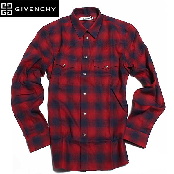 【楽天市場】ジバンシー GIVENCHY メンズ トップス シャツ 長袖 シンプルデザインチェック柄ウエスタンデザインシャツ 赤 16F