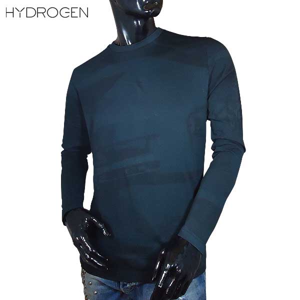 ハイドロ遺伝因子 HYDROGEN メンズ ティーシャツ 長袖 ロンT うしろ側のど首分け取りHYDROGENロゴタイプ・化けの皮柄・マルチカープリント付き添い人ロングティーシャツ 黒いこと 色くい違いもあり LUXURY SPORTSWEAR 200012 857 71S (R25920)【貨物輸送無料】【smtb-TK】