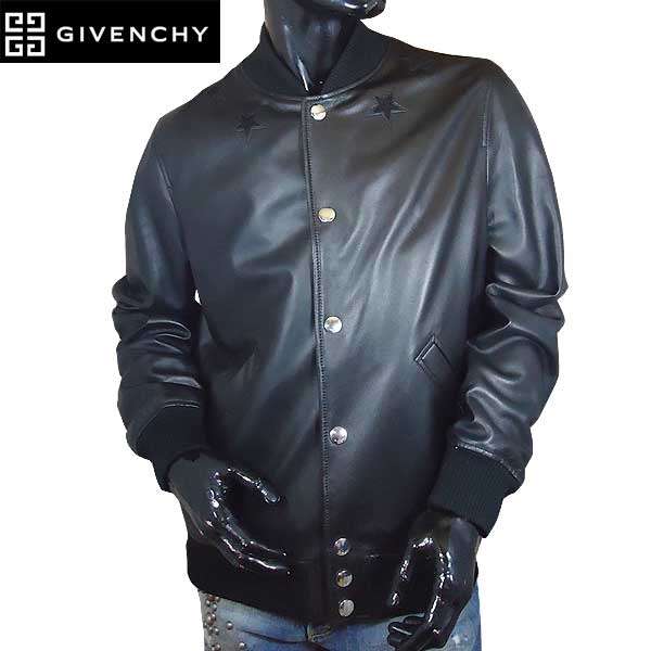 GIVENCHY 16SS メンズ ラムレザー プリント 半袖 ジップ Tシャツ トップス ブラック S (191326