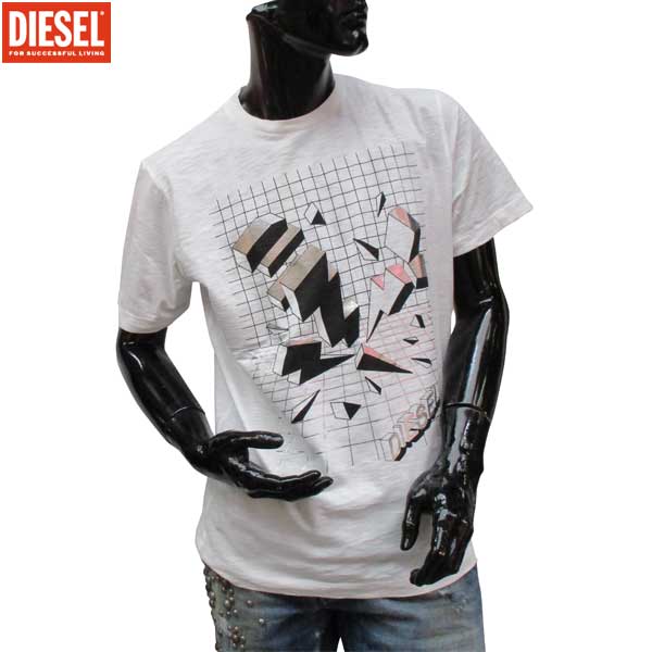 ディーゼル DIESEL メンズ トップス Tシャツ 半袖 ロゴ メタリック加工ロゴプリント付Tシャツ 00SXNS 100 71S