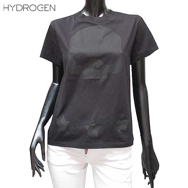 ハイドロゲン HYDROGEN レディース Tシャツ 半袖 トップス フロントスカル・バック17 ・スター付きTシャツ ブラック 201030 007 71S (R23760)【送料無料】【smtb-TK】