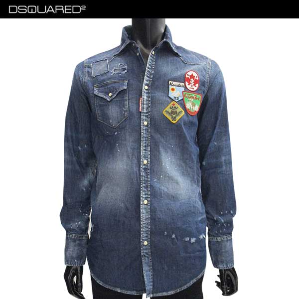 人気が高い ディースクエアード Dsquared2 メンズ トップス シャツ 長袖 ロゴ ダメージ加工 マルチワッペン付デニムシャツ ネイビー S74dm0030 S 470 71a R 送料無料 Smtb Tk 気質アップ Www Trailconnections Com