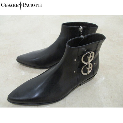 チェザーレパチョッティ CESARE PACIOTTI メンズ 靴 シューズ ブーツ ブランドロゴプレート付レザーブーツブラック 7548562 81A (R159000)【貨物輸送無料】【smtb-TK】