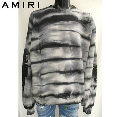 アミリ AMIRI メンズ トップス 汗水 調教師 ロゴタイプ 衣袂分け取り人切り包丁刺しゅう・うしろ側刺しゅう・タイダイムラ染め汗水 薄墨色 MKCRW DAG WHITE TIE DYE 61497001 81A (R173000) 【貨物輸送無料】【smtb-TK】
