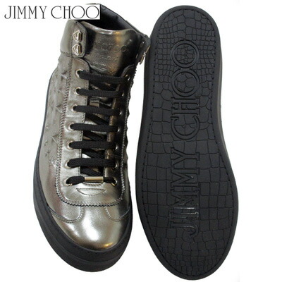 楽天市場 ジミーチュウ Jimmy Choo メンズ 靴 スニーカー ブランドロゴ スタッズ付きハイカットスニーカー メタリック ナッパレザー ガンメタル アーガイル Argyle Ebn Gunmetal 81a R 送料無料 Smtb Tk ガッツ ブランドショップ