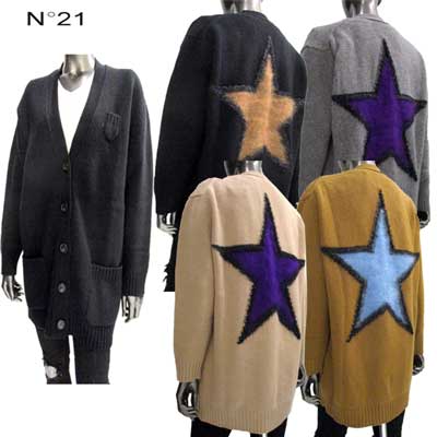 ヌメロヴェントゥーノ N&deg;21 レディース アウター ニット セーター カーディガン ロゴ 4color バックスター・モヘヤロングカーディガン BLACK/GREY/BEIGE/MUSTARD A023 7081 2126/4151/8995/9000 81A (R103000)【送料無料】【smtb-TK】｜ガッツ ブランドショップ