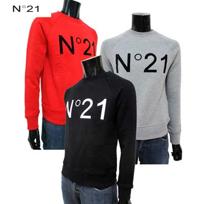 ヌメロヴェントゥーノ N°21 メンズ トップス スウェット トレーナー 3color ユニセックス可 フロントN°21ロゴ付スウェット 黒/赤/グレー E042 6334 9000 / 4451 / 8939 81A (R39900)【送料無料】【smtb-TK】|ガッツ ブランドショップ